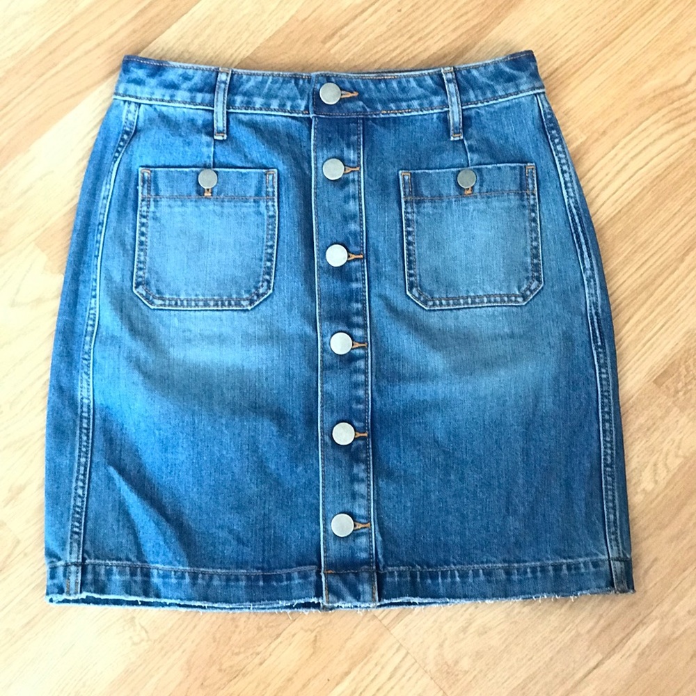 Denim Button Front Skirt